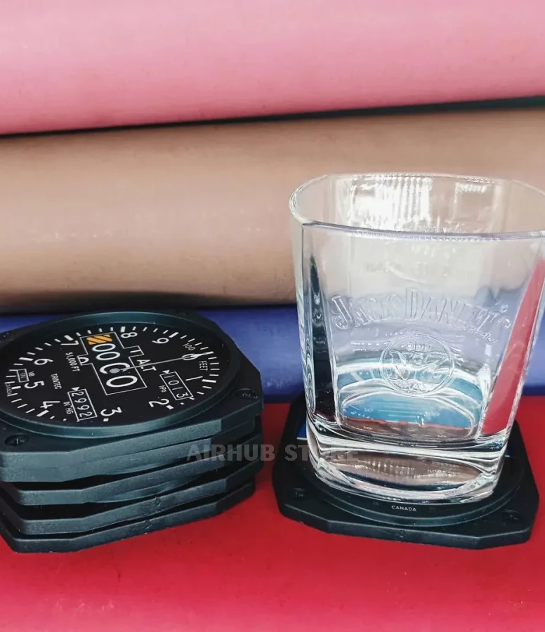 Set of coasters aviation instruments