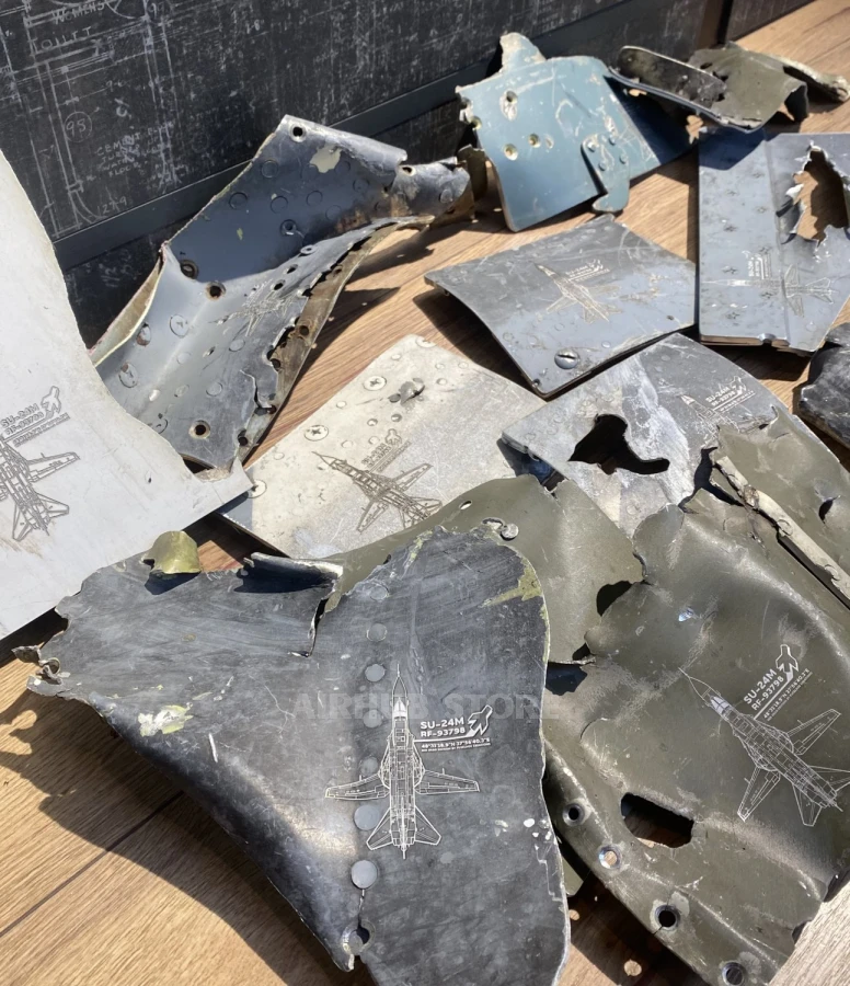 Medium parts from the downed Russian Su-24M Fencer-D RF-93798 48 BLUE