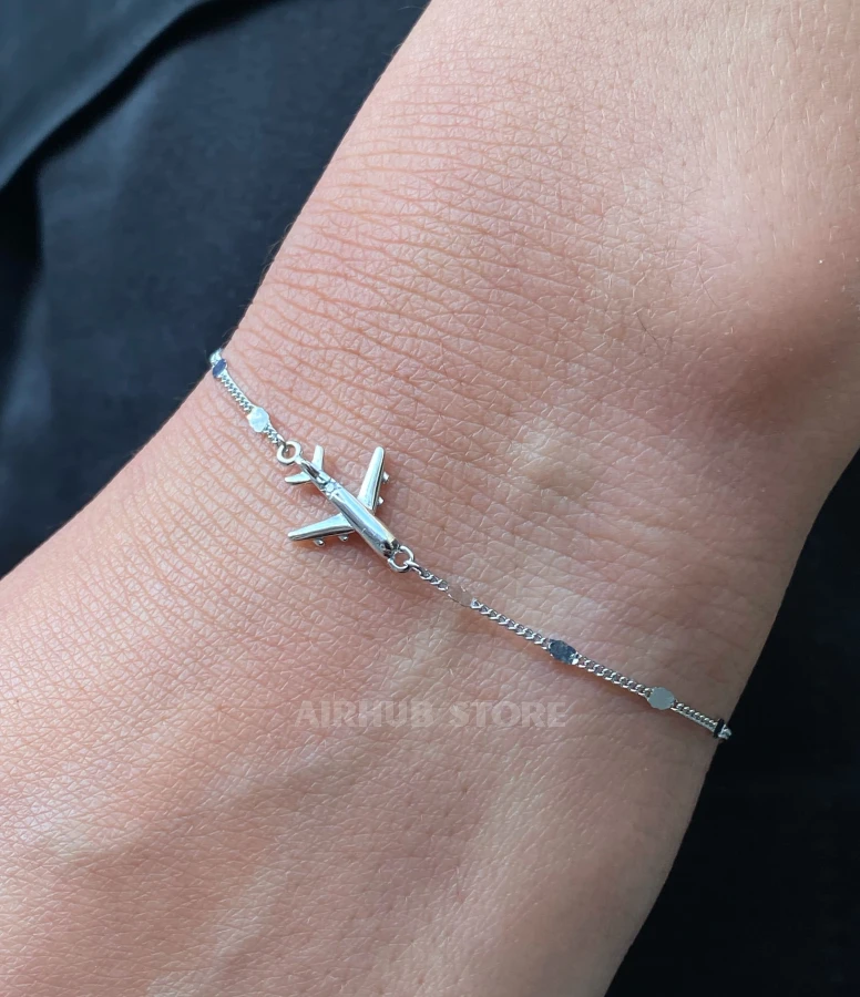 S925 Silver Bracelet with an Airplane