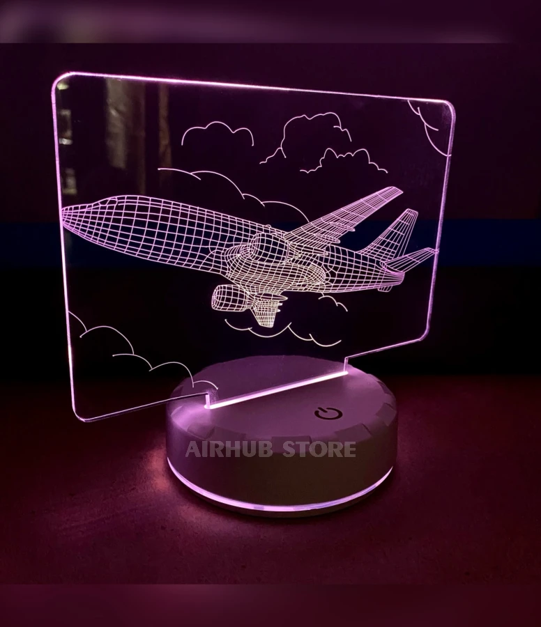 Night light airplane in the clouds