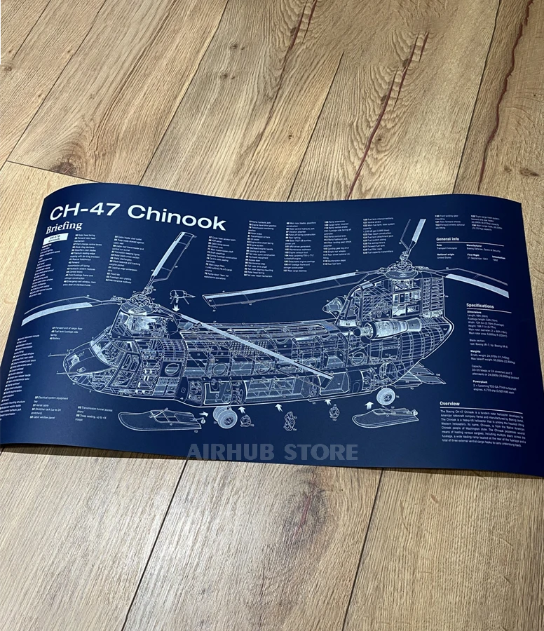 CH-47 Chinook helicopter Poster Blueprint