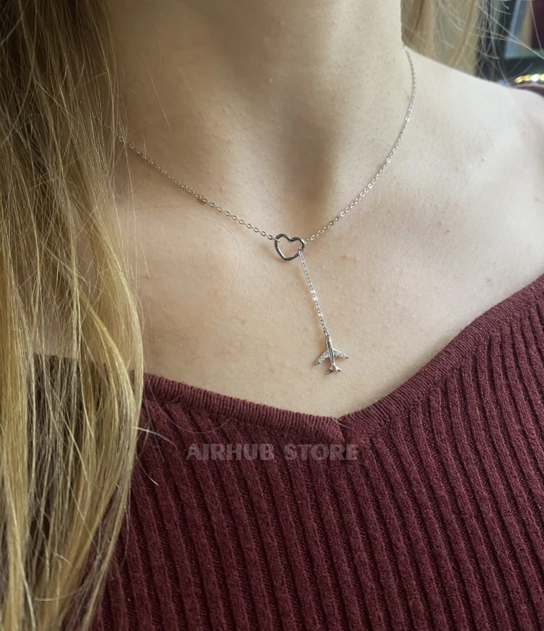 Airplane and heart Pendant
