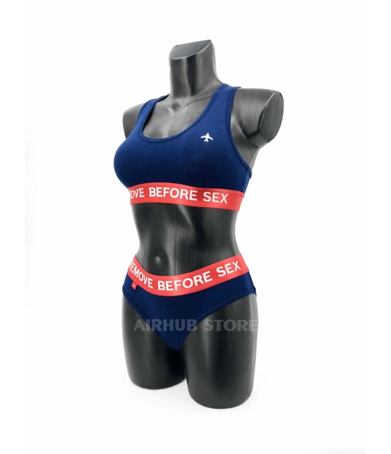 Remove Before Sex underwear set Navy Blue