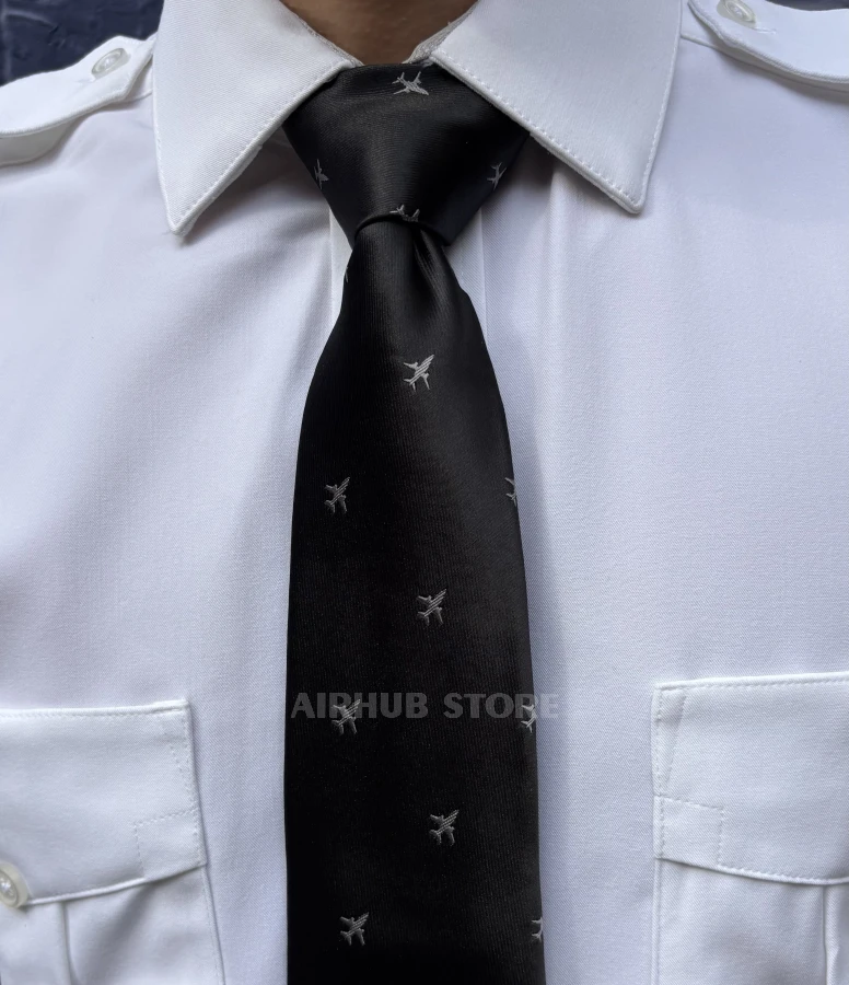 Black tie with gray airplanes