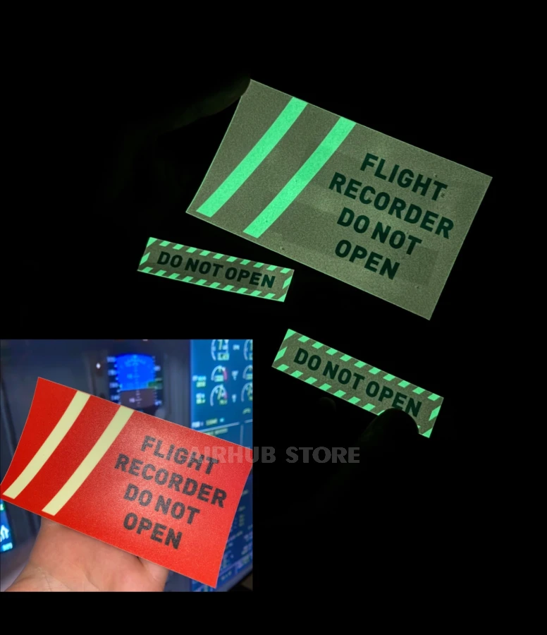 Luminescent stickers Flight recorder Do not open