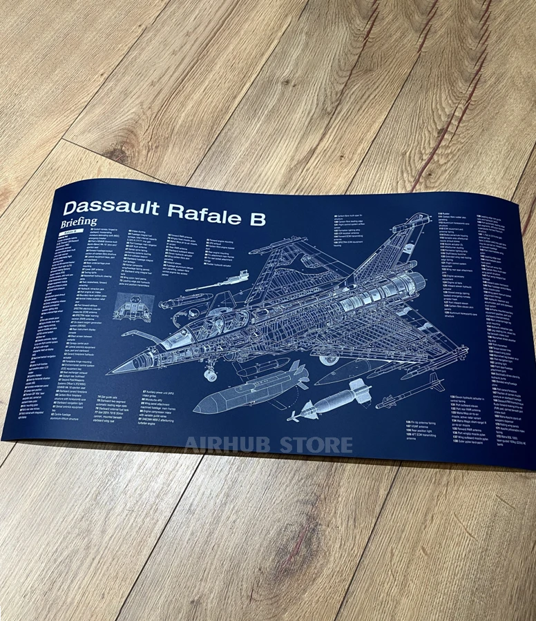Fighter jet Dassault Rafale B Poster Blueprint