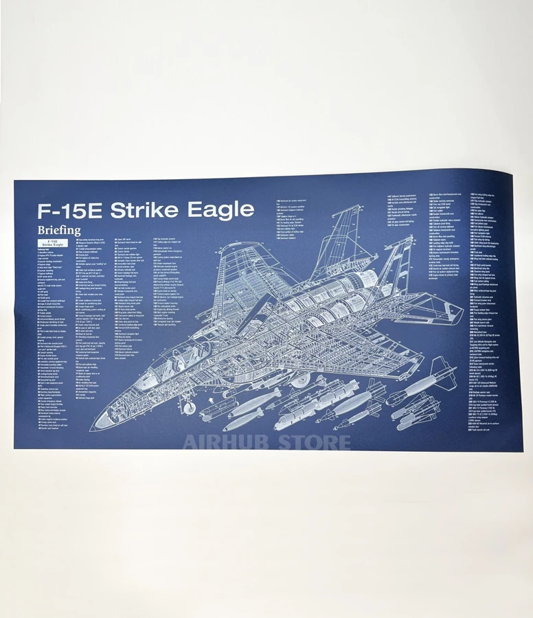 Fighter jet F-15 Strike Eagle Poster Blueprint