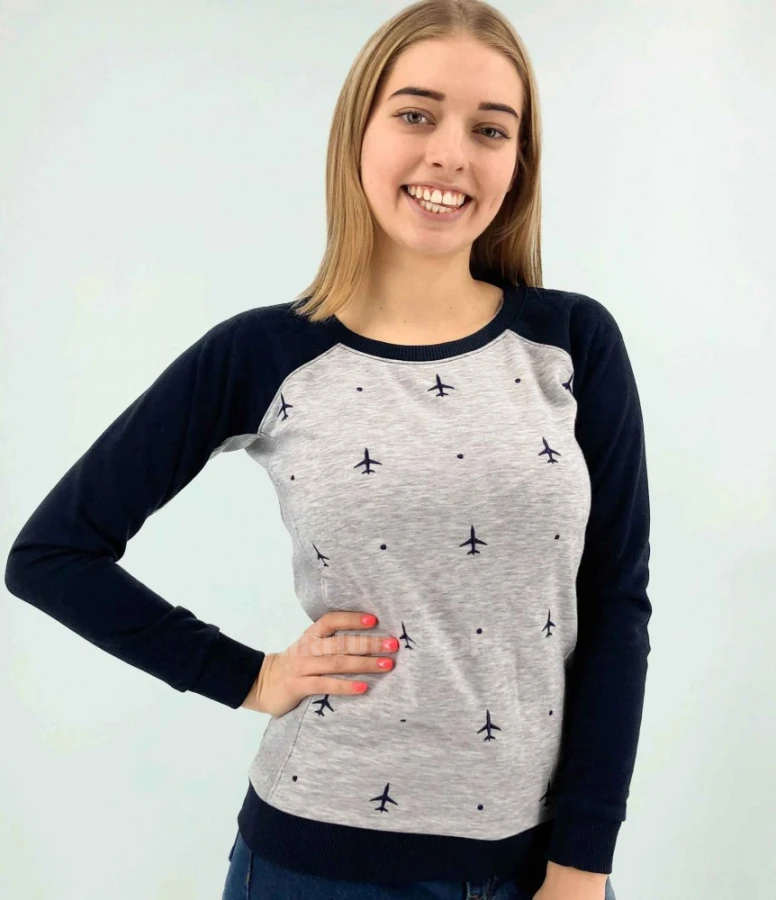 Sweatshirt aviation pattern gray