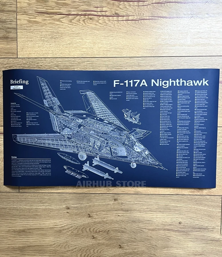 Fighter jet F-117A Nighthawk Poster Blueprint
