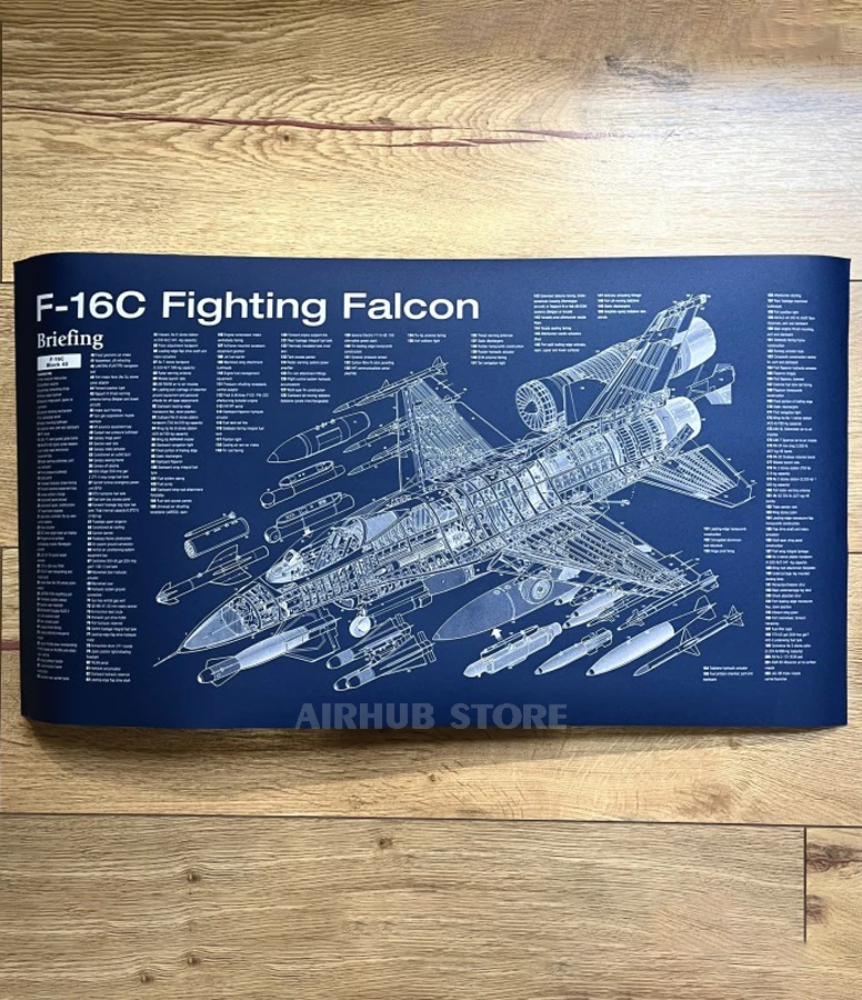 Fighter jet F-16С Fighting Falcon Poster Blueprint