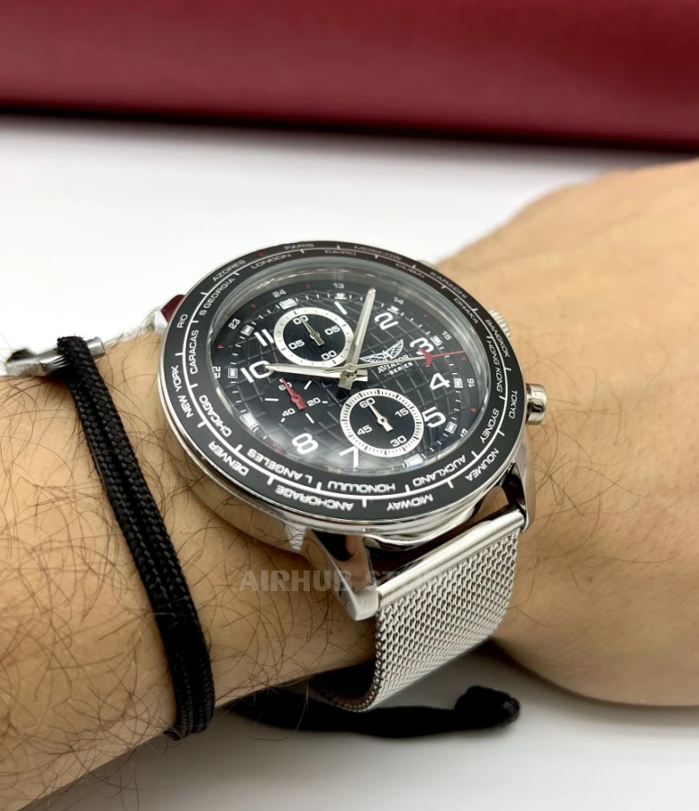AVIATOR F-Series World Time silvery watch