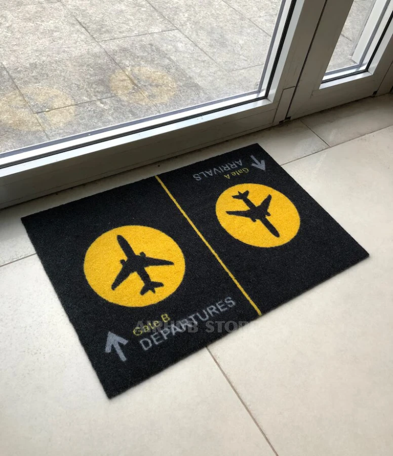 Doormat Arrivals Departures Airplane