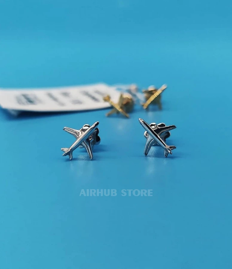 Airplanes earrings white gold