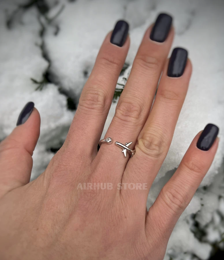 Classic airplane with rhinestone Ring