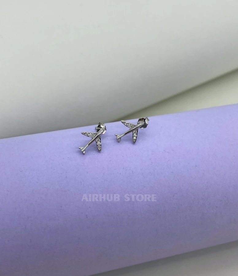 Airplane earrings with wings in jemstones